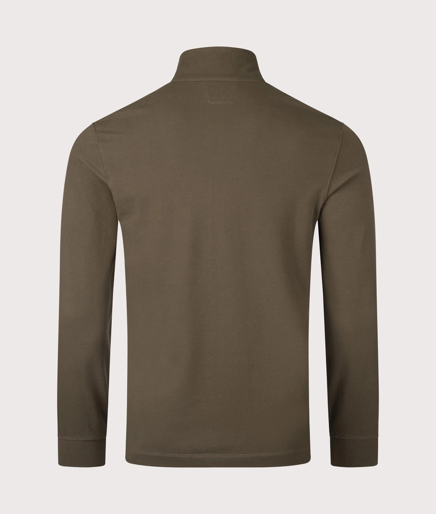 CP Company Mens Stretch Piqué Quarter Zip Long Sleeve Polo Shirt